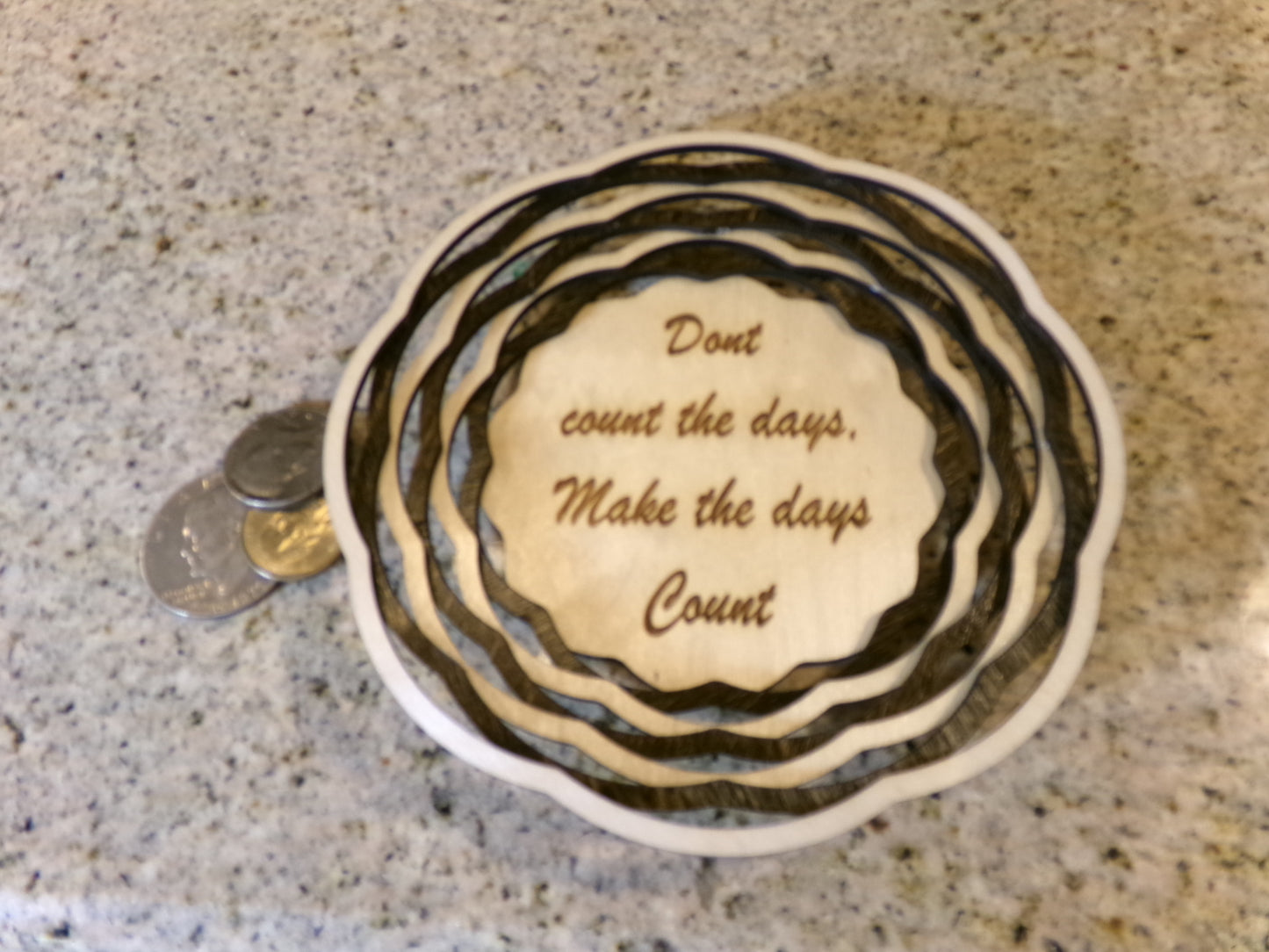 This 6 3/4" diameter basket is made with alternating light and dark stained rings that create a beautiful, patterned accent decor. What a wonderful and unique gift for someone who appreciates the craftsmanship and time to create this beautiful wall art.