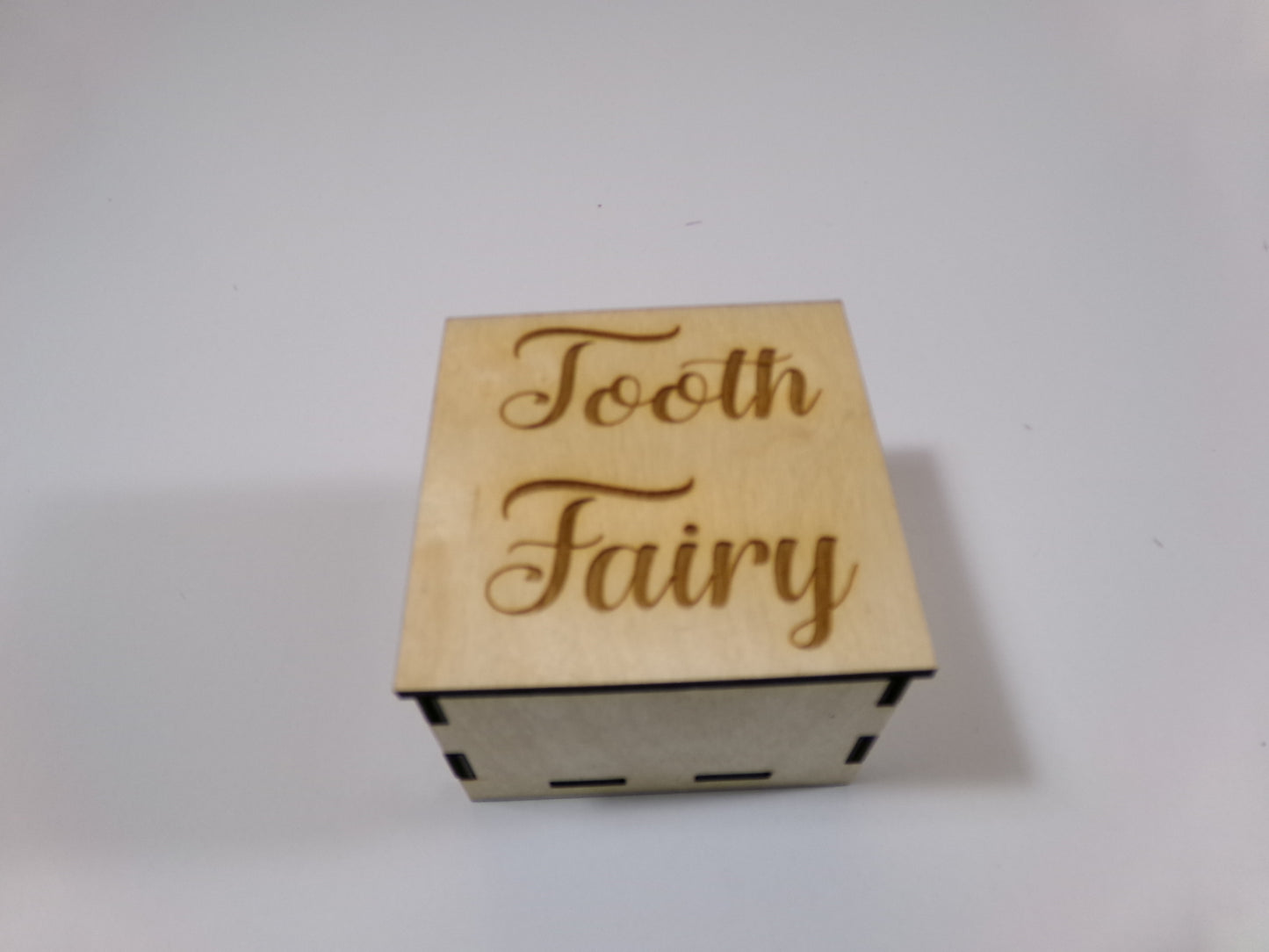 2-1/2" Square Wooden Box Engraved "Tooth Fairy"