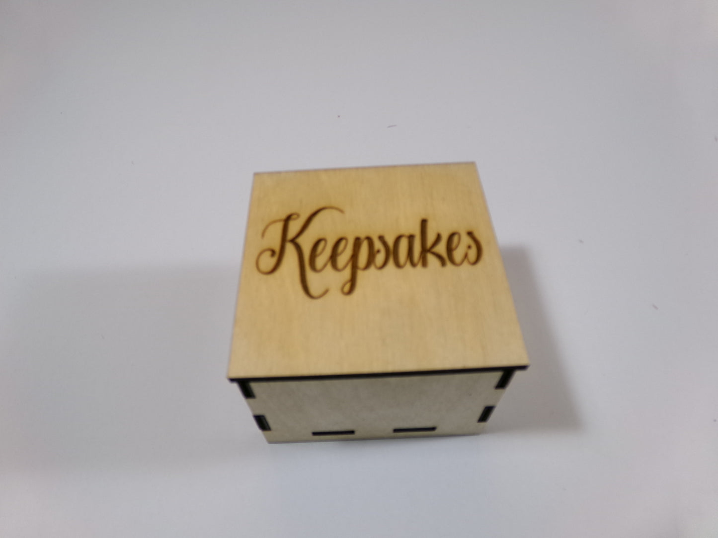 2-1/2" Square Wooden Box Engraved "Keepsakes"