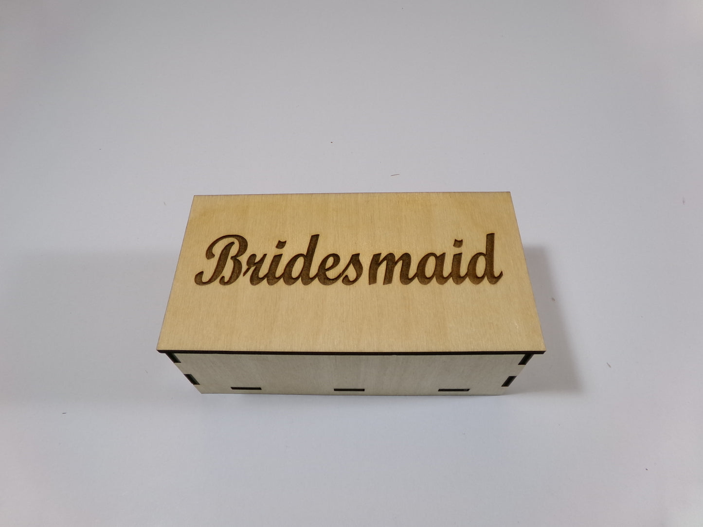 2-1/2" X 5" Wooden Box Engraved "Bridesmaid"